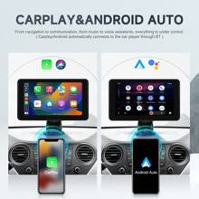Portable Car Radio Wireless Apple Carplay Android Auto, 7 Inch Touchscreen Car Play Screen With Bluetooth GPS Airplay Mirror Link FM Transmitter AUX + AHD Led Backup Rearview Camera - 7 Inch - View 4