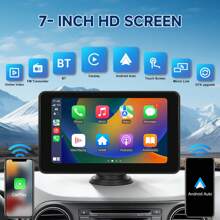 Portable Car Radio Wireless Apple Carplay Android Auto, 7 Inch Touchscreen Car Play Screen With Bluetooth GPS Airplay Mirror Link FM Transmitter AUX + AHD Led Backup Rearview Camera - 7 Inch - View 6