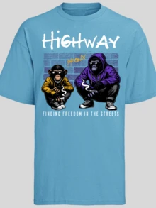 Áo phông nam dáng rộng phong cách bạn trai, áo phông rộng rãi, dòng PREMIUM **Phiên bản mới - Màu xanh nhạt - Xem 1