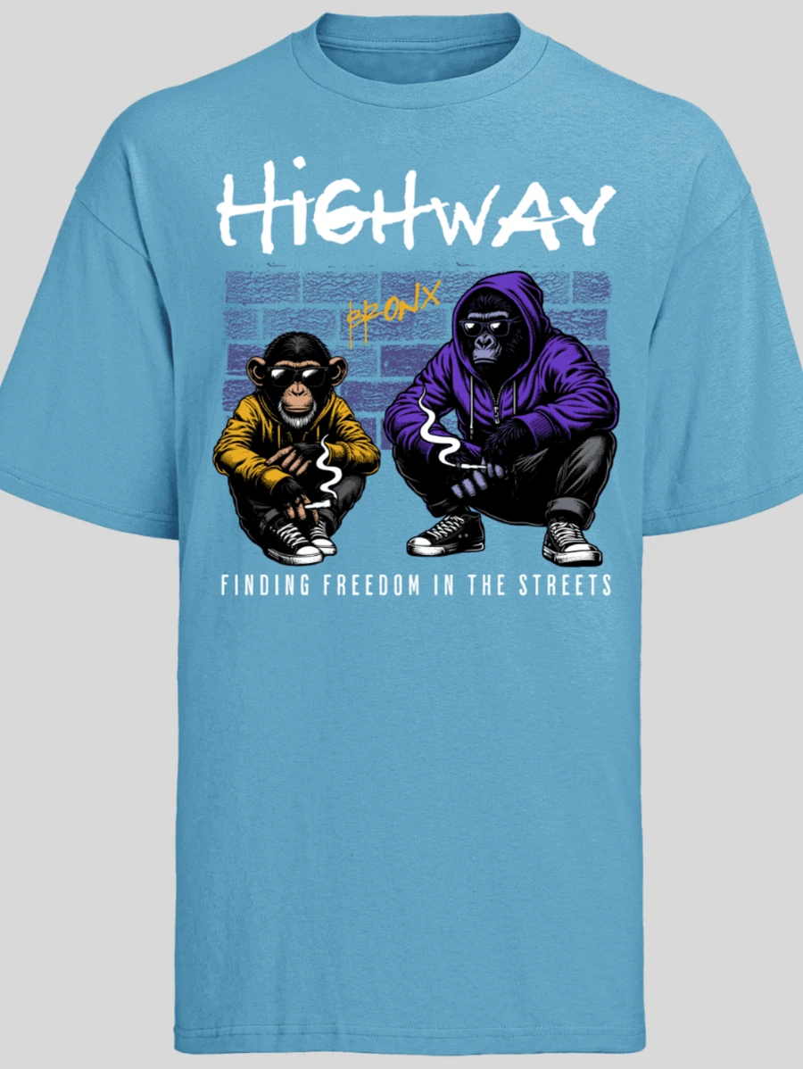 Áo phông nam dáng rộng phong cách bạn trai, áo phông rộng rãi, dòng PREMIUM **Phiên bản mới - Màu xanh nhạt - Xem 1