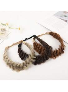 Woven Synthetic Hair Extensions, Natural Hair Extensions, Suitable For Braiding, Wide Fishbone Thigh Braided Elastic Loose Hair Band For Girls