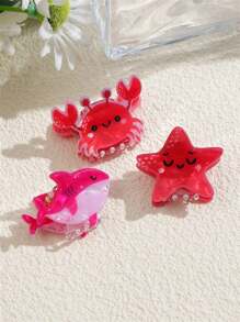 2pcs/3pcs Women's Chic Elegant Acrylic Sea Elements Hair Clips - Seahorse, Starfish, Octopus, Suitable For Bangs, Side Hair, Princess Hairstyles, Cute Streetwear Accessories Hair Claws Claw Clips Hair Jaw Clip Hair Clamps Hair Clutch Hair Claw Clip Fall Winter Hair Accessories For Women For Vacation Outfits Woman - Multicolor - View 2