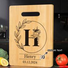 Tábua de Corte de Bambu Personalizada - 26 Opções de Padrão de Letra, Perfeita para Feriados, Aniversários, Aniversários e Mais - Presente Decorativo de Cozinha Elegante e Durável