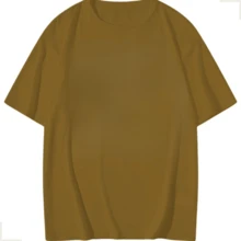 Kit Of 2 Unisex Oversized Shirts Plain 100% Cotton Round Neck Short Sleeve New Arrival Unmissable Promotion Immediate Shipping - 芥末黃 - 查看 2