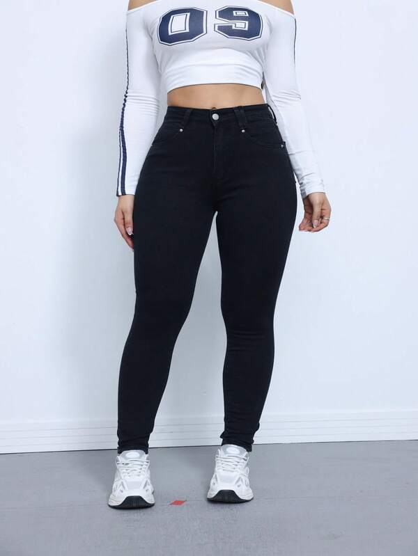 Pantalones vaqueros casuales con botones delanteros y bolsillos, para uso diario