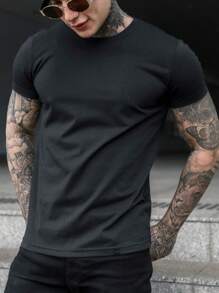Men's Slim Fit 100% Cotton O-Neck T-Shirt - Christmas - New Year's Eve - Beach - Vacation - Black - View 4