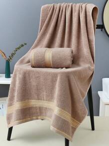 1pc Thin Rectangular Bath Towel, 70*140cm, Minimalist Jacquard Pattern OR 1pc Soft, Absorbent, Quick-Drying, Non-Fading Hand/Face Towel, 34*72cm, Suitable For Bathroom, Hotel, Travel, Party, Holiday Gift, Salon, Unisex, All Seasons
