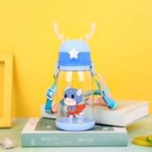 Portable Elk Water Bottle Cup Children's Water Bottle With Multicolor Design - 藍色的 - 查看 1