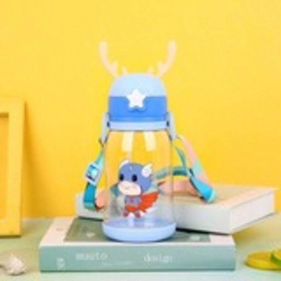 Portable Elk Water Bottle Cup Children's Water Bottle With Multicolor Design - 藍色的 - 查看 1