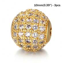 3 件圆形铜珠，带锆石，微密镶 CZ 珠，散装隔珠，用于制作珠宝 DIY 华丽手链项链，饰品珠组合，用于工艺和珠宝设计 - Beads - 查看 22