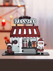 1 件圣诞工作坊木制立式标牌 - 圣诞侏儒、麋鹿、摇滚牛仔雪人、红帽雪人迷人圣诞饰品适合家庭、办公室酒吧乡村农舍装饰桌面饰品圣诞派对装饰送给朋友的圣诞礼物 - 彩色 - 查看 5