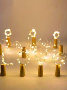 10 stuks wijnfleslampjes met kurk, op batterijen werkende, waterdichte lichtsnoeren voor potten, feesten, bruiloften, Kerstmis, festivals en bardecoraties - lichtsnoeren geschikt voor doe-het-zelf, Halloween-decoraties, warm wit