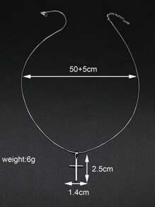 1pc Elegant French Chic Oil Pressed 3D Stainless Steel Cross Pendant Necklace, Luxury Minimalist Design, Versatile Holiday Jewelry - Silver - View 5