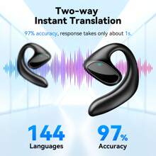 Language Translator Earbuds Supports 150 Language Online Real Time Voice Translator Device, Supports Music, Phone, And Regular Headphone Functions - 黑色 - 查看 5