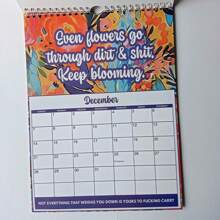 2025 New Year "One Day At A Time" Sweary Mental Health Calendar, Creative Desk Calendar For Home & Office Decor, English Funny Monthly Calendar, Desktop Countdown Planner - Purple - View 7