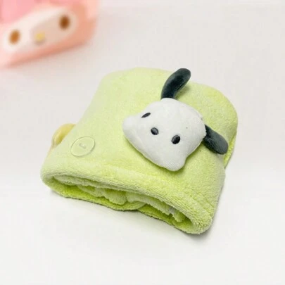 Miniso 1个三丽鸥卡通人物波恰可3D抗菌干发帽，超强吸水材质，可水洗100次，可爱卡通设计，适合日常使用，干发帽/毛巾两用