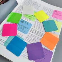 160 张（8 种颜色）防水荧光可重复使用便签，方形、心形、圆形套装，透明防水粘合标签，办公和学校用品 - 彩色 - 查看 9