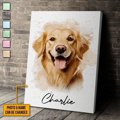 Custom Pet Photo - Personalized Watercolor Pet From Photo - Personalized Custom Framed Canvas No Framed Poster Living Room Wall Art, Home Decoration Family Gift For Pet Lovers, Valentine's Day Decor, Multi-Functional, Ornamental, Anti-Mold, Reusable, Adorable, High-Quality, Cute, Vintage, Colorful, Custom, Personalized, Unique, Ideal Gifts For Him, Ideal Gifts For Her, Pets, Dining Room, Bathroom, Living Room, Bedroom, Office, Tea Room, School, Home, Home Bedroom Refresh Birthday Graduation,Home Refresh,Home & Living,Haunt Your Home,Souvenirs,Reusable,Adorable,High-Quality