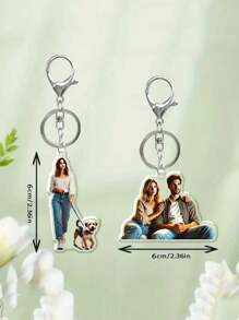 1pc Custom Photo Acrylic Keychain, Lobster Clasp, Perfect For Couples, Friends And Pets - Valentine's Day Gifts