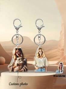 1pc Custom Photo Acrylic Keychain, Lobster Clasp, Perfect For Couples, Friends And Pets - Valentine's Day Gifts