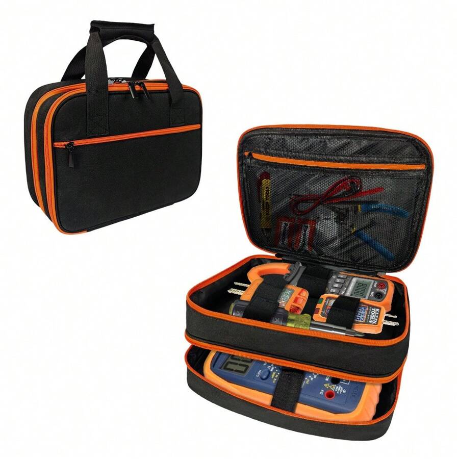 Multi-Function Electric Tester Pen Storage Bag, Multimeter Circuit Tester Case, Electric Maintenance Tool Storage Bag, Electrician Repair Tool Kit - Black - View 1