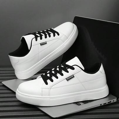 男士时尚拼布平跟系带经典商务休闲鞋，百搭简约户外徒步运动鞋，情侣款