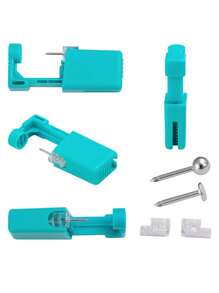 Kit d'outils de perçage jetables stériles de 16G pour les lèvres, les oreilles et le cartilage, comprenant 1 pièce pistolet de perçage et 4 boules filetées de rechange