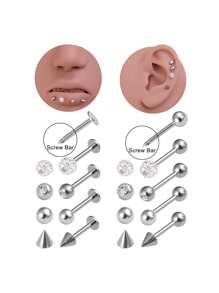 Kit d'outils de perçage jetables stériles de 16G pour les lèvres, les oreilles et le cartilage, comprenant 1 pièce pistolet de perçage et 4 boules filetées de rechange
