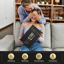 Champagne Flutes Set Of 2 - Elegant Champagne Glasses For Champagne, Prosecco, Wedding Gift, Engagement Gifts For Women, 250ml Vertical Stripe Glasses For Anniversary, Christmas (2, Pinstripe) - Clear - View 7