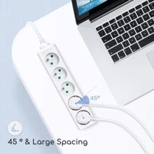 قابس طاقة 3.5م ب- 16 أمبير 2 فتحة + أرضي ، لحماية الأطفال ، باللون الأبيض ، مناسب للمعيار الفرنسي ، قطعة واحدة - قابس اتحاد أوروبي نوع E (220 إلى 240 فولت) - مشاهدة 4