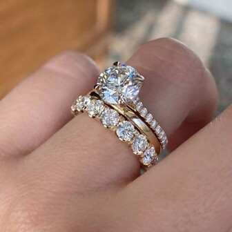 3 件女士时尚奢华金合金锆石装饰订婚戒指套装，结婚求婚派对珠宝周年纪念情人节生日礼物，妈妈，母亲，母亲节，礼物