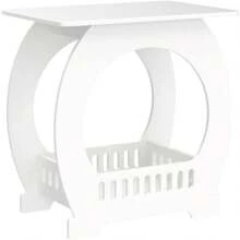 White Living Room End Tables, Small Bedside Table With Storage Shelf Basket, Side Table Small Spaces, Slim Coffee Tables, White Nightstand, Sofa Table For Bedroom Or Bathroom