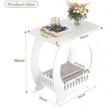 White Living Room End Tables, Small Bedside Table With Storage Shelf Basket, Side Table Small Spaces, Slim Coffee Tables, White Nightstand, Sofa Table For Bedroom Or Bathroom