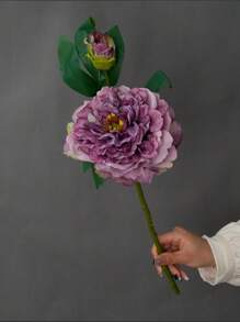 1pc Realistic New 2-Head Peony Vintage Style Home Living Room Decoration Fake Flower Arrangement, Valentine's Day, Gift - Multicolor - View 6