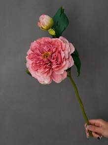 1pc Realistic New 2-Head Peony Vintage Style Home Living Room Decoration Fake Flower Arrangement, Valentine's Day, Gift - Multicolor - View 11