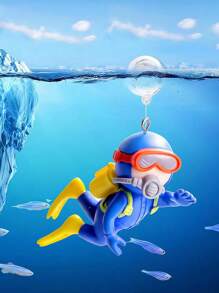 1pc Diver Designed Water Tank Decoration, PVC Material, Floating Fish Tank Decoration, Underwater Floating Decoration, Aquarium Decoration, Cute Diver Xiao Di Landscape Decoration, Fish Tank Accessories, Suitable For Various Fish Tanks In Home Offices - Multicolor - View 4