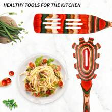 Wooden Spoons For Cooking, WOSPONFAN Kitchen Utensils Set, Pakkawood Kitchen Cooking Utensils Set, Apartment Essentials Wood Serving Spatula Spoon, Salad Tongs, Home & Kitchen Gift For Women ﻿ - Gỗ đỏ - Xem 6