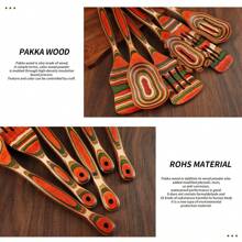 Wooden Spoons For Cooking, WOSPONFAN Kitchen Utensils Set, Pakkawood Kitchen Cooking Utensils Set, Apartment Essentials Wood Serving Spatula Spoon, Salad Tongs, Home & Kitchen Gift For Women ﻿ - Gỗ đỏ - Xem 7