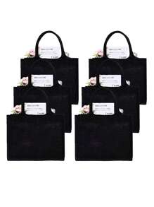 1/2/3/4/5/6/8pcs/SetBlack Linen Handbag Tote, Can Be Diy Designed To Stimulate Imagination, Simple And Elegant, Personalized Bridesmaid Wedding Gift Bag, Makeup Bag, Travel Simple Storage Bag, Solid Color Cosmetics Wallet, Large Capacity Travel Makeup Bag