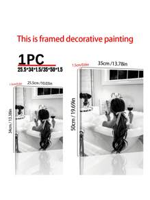 1PC Alcohol Wall Art Poster, Woman Drinking And Reading In Bathtub, Black And White Bar Cart Decor, Girls Bathroom Decor, Canvas Print, Canvas Wall Art,Posters For Room,Home Decor,Room Decor Aesthetic,Room Decoration Stuff.Optional Frame, Room Decor - Multicolor - View 4