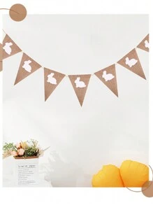 1 Paquete de Banderín de arpillera arcoíris, Banderín de lino con conejito, Banderín triangular de tela multicolor para fiestas de verano, bodas, fiestas de cumpleaños y decoración festiva, perfecto para escenas en interiores y exteriores, Navidad, para decoraciones de fiesta y guirnalda, Año Nuevo, suministros de decoración de fiesta de Pascua
