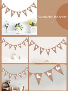 1 Paquete de Banderín de arpillera arcoíris, Banderín de lino con conejito, Banderín triangular de tela multicolor para fiestas de verano, bodas, fiestas de cumpleaños y decoración festiva, perfecto para escenas en interiores y exteriores, Navidad, para decoraciones de fiesta y guirnalda, Año Nuevo, suministros de decoración de fiesta de Pascua