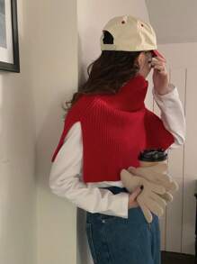 1pcs新款韩国精美设计高领套头围巾男女秋冬季针织毛线开叉披肩纯色时尚简约华丽保暖防风防寒脖羊毛针织披肩围巾外贸时尚围巾