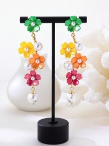 1 对时尚仿珍珠花耳环，优雅珍珠花耳环配饰，适合女性春夏季度假、婚礼，是送给女士的完美礼物 - 珍珠花卉 - 查看 21