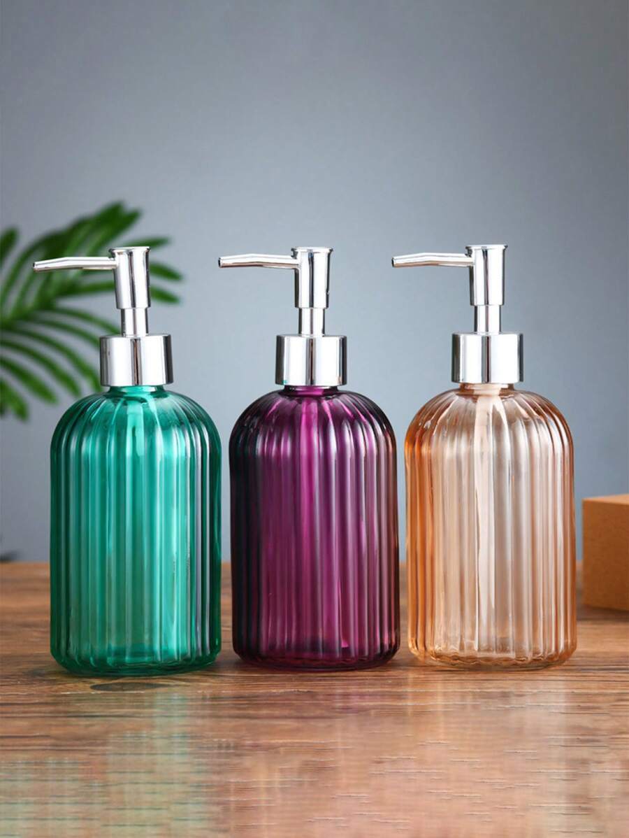 1pc 13.53oz Bình đựng xà phòng thủy tinh có vòi bơm, Chai đựng kem dưỡng da để bàn, Bình đựng xà phòng lỏng để bàn kiểu nhấn, Bình đựng nước rửa tay trong phòng tắm, Chai đựng dầu gội/sữa tắm có thể nạp lại, Phụ kiện phòng tắm, Trang trí nhà cửa, Trang trí phòng tắm gia đình Mùa hè trở lại trường - Nhiều màu - Xem 1