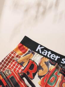 [Retro-Style Series]Women's Letter Print Sports Bra And Pantines Set Lingerie - Multicolor - View 5