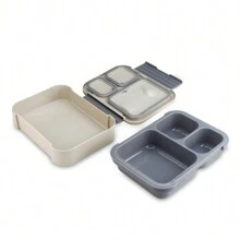 1 个塑料 3 格便当盒 - 彩色 - 查看 3