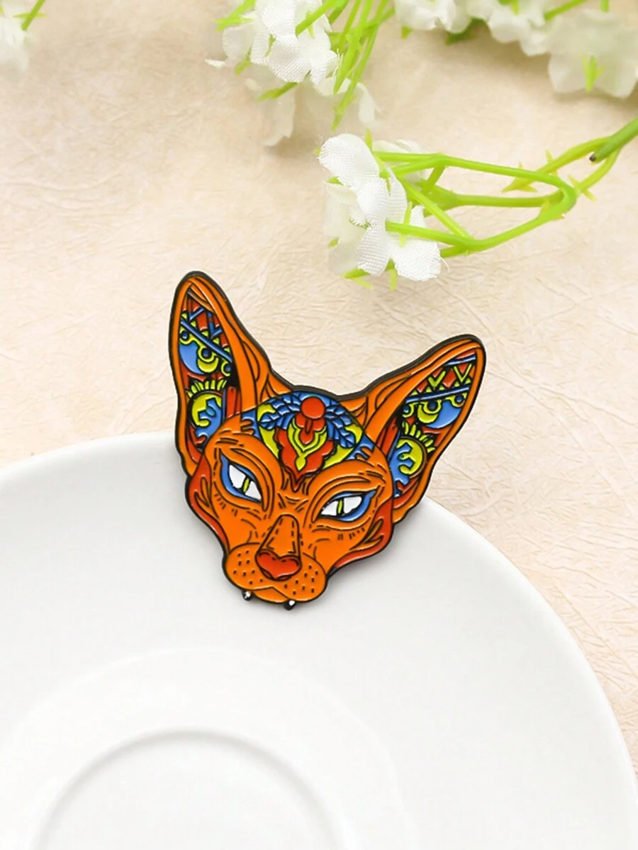 1 cái Ghim cài áo hình mặt mèo Sphynx không lông nhiều màu - Nhiều màu - Xem 1
