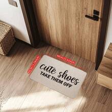 1pc Cute Shoes Letter Pattern Doormat, Modern Simple Style Jute Carpet, Anti-Slip Rubber Backing, Water-Absorbing, Durable Indoor Entrance Mat For Living Room, Bedroom, Bathroom, Kitchen, Suitable For All Seasons, Machine Washable, Multiple Styles Available
