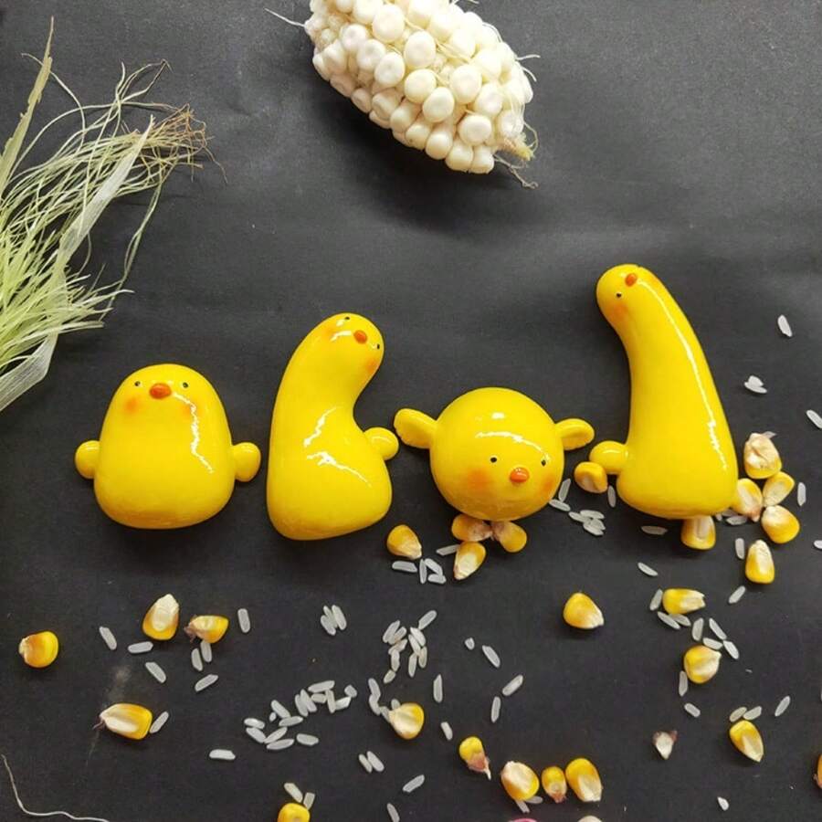 4pcs Creative Cartoon Cute Duck Resin Fridge Magnets, Decorative Magnets For Office, Kitchen, Whiteboard, Storage Cabinet, Dishwasher, Cute Home Decor, Children's Day Gift, Valentine's Day Gift, Friend/Family Gift, Fridge Decor, Small Decorative Item, Kitchen Decor Collection, Home Decor, Room Decor, Birthday Gift, Surprise Gift - Multicolor - View 1